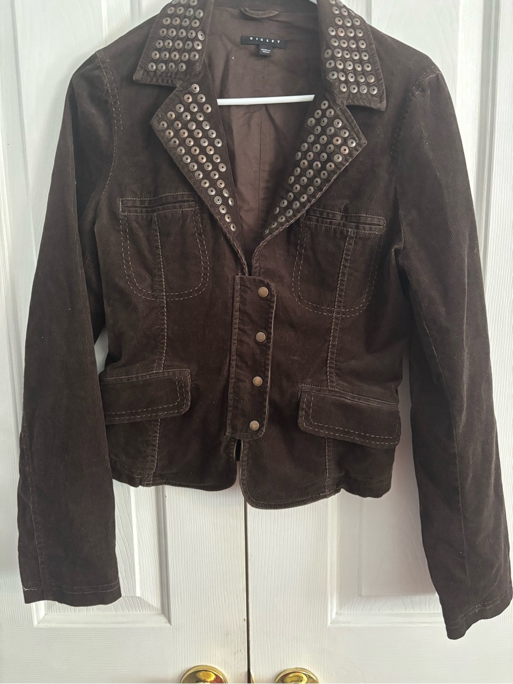 Esprit Brown Suede Studded Collar Blazer Jacket